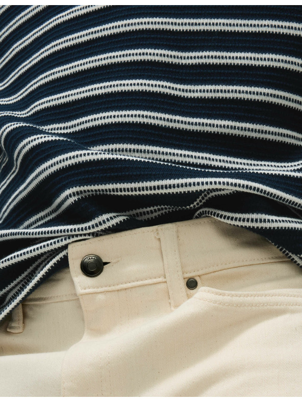 Marks & Spencer Раирана поло риза с висок дял памук Marks & Spencer в тъмносин цвят