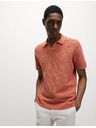 Marks & Spencer Плетена поло риза с отворена яка, от чист памук Marks & Spencer в оранжев цвят