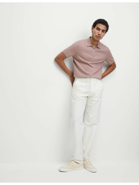 Marks & Spencer Плетена поло риза с половинzip, с висок дял памук Marks & Spencer в кафяв цвят