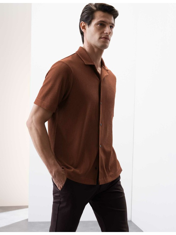 Marks & Spencer Риза Ottoman с кубински яка Marks & Spencer в кафяв цвят