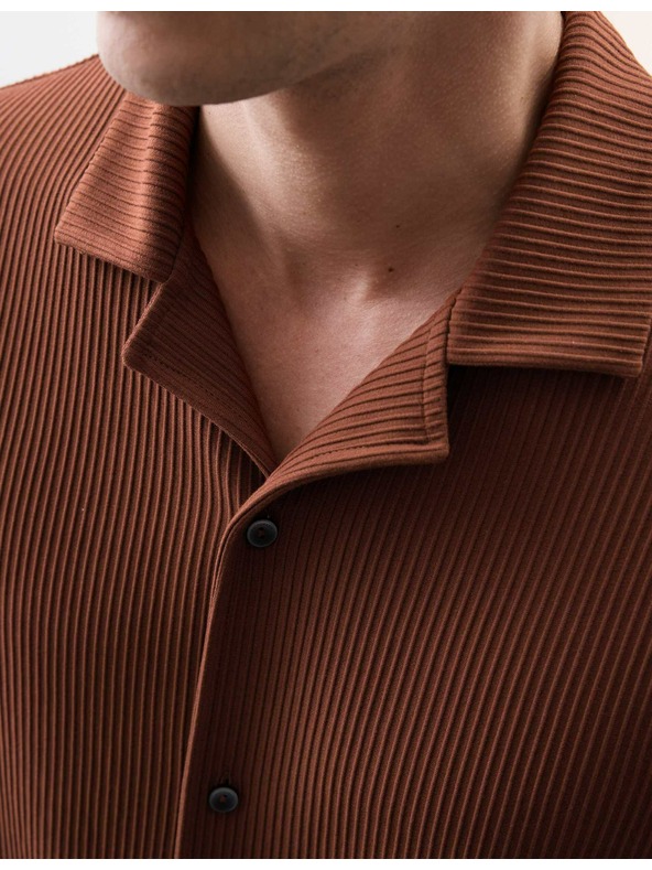 Marks & Spencer Риза Ottoman с кубински яка Marks & Spencer в кафяв цвят