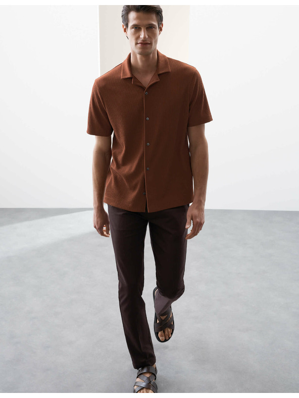 Marks & Spencer Риза Ottoman с кубински яка Marks & Spencer в кафяв цвят