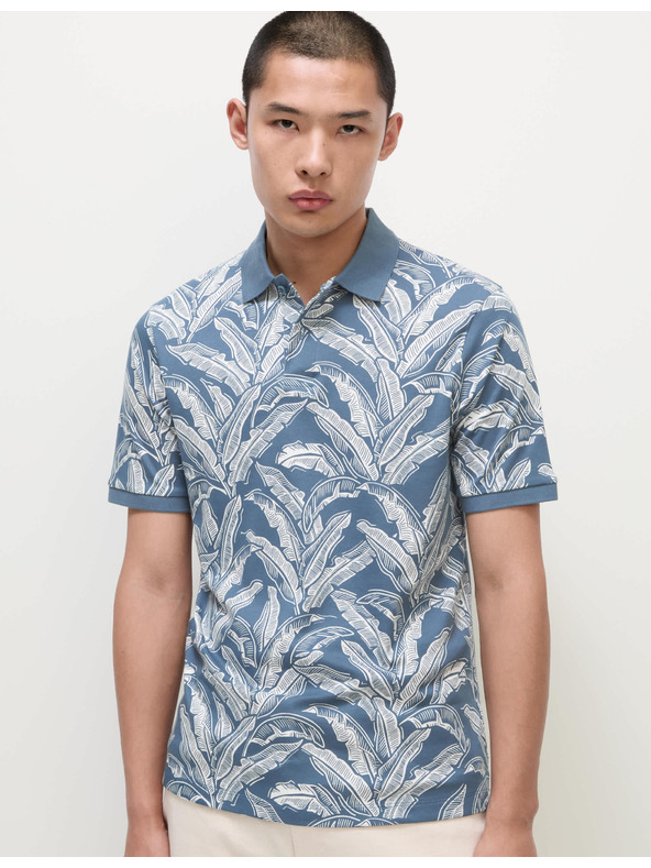 Marks & Spencer Поло тениска от чист памук с принт на банани Marks & Spencer синя