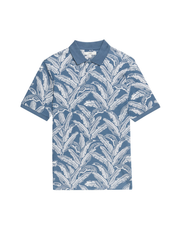 Marks & Spencer Поло тениска от чист памук с принт на банани Marks & Spencer синя