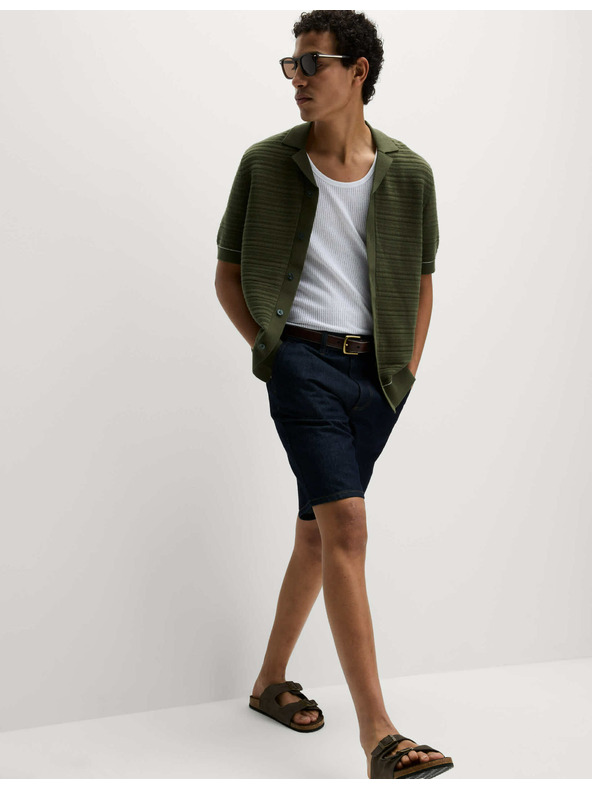 Marks & Spencer Плетена поло тениска с текстура и висок дял памук Marks & Spencer зелена