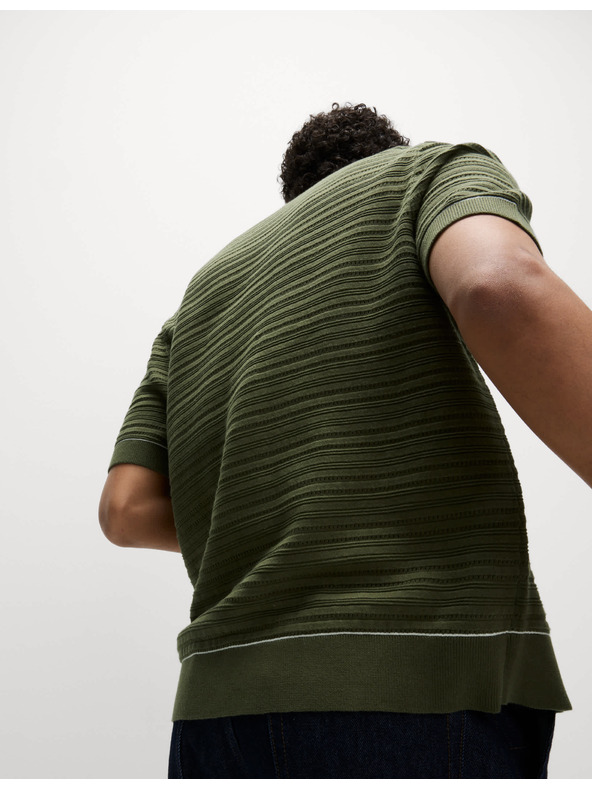 Marks & Spencer Плетена поло тениска с текстура и висок дял памук Marks & Spencer зелена