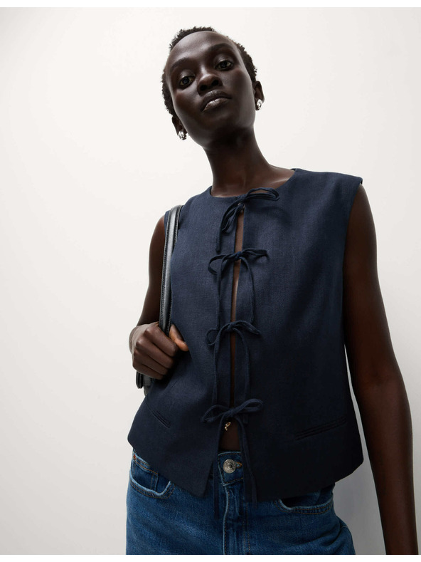 Marks & Spencer Ленен елек с връзване отпред Marks & Spencer