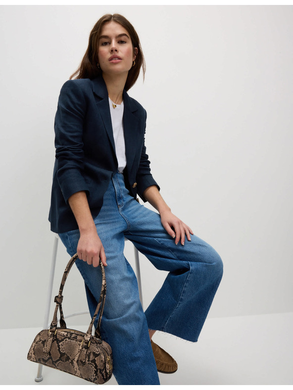 Marks & Spencer Едноредно сако с висок дял лен Marks & Spencer тъмносиньо