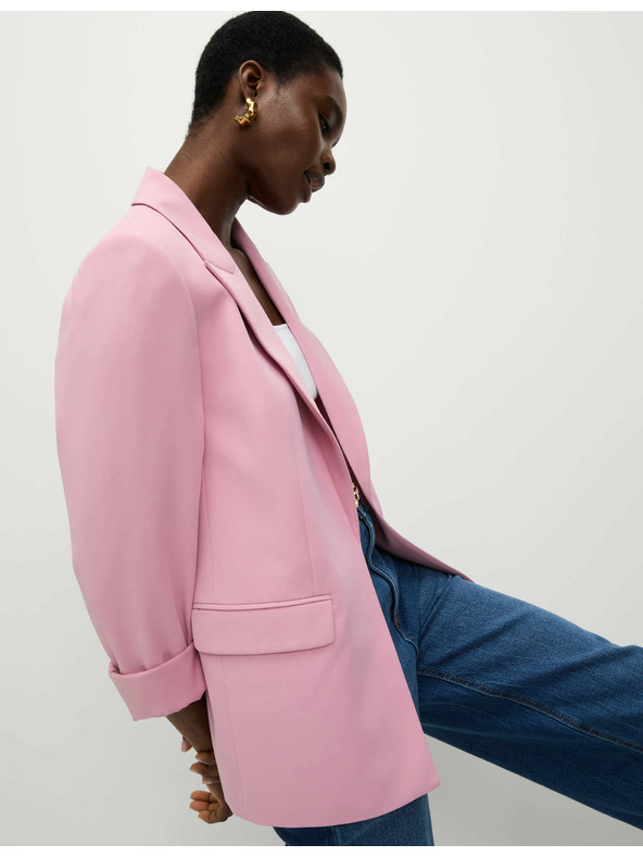 Marks & Spencer Едноредно сако, свободен силует Marks & Spencer розово
