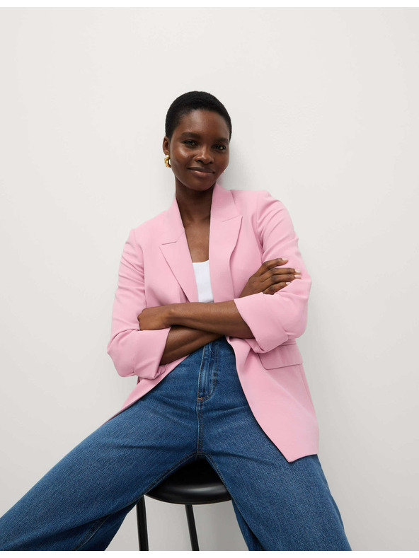 Marks & Spencer Едноредно сако, свободен силует Marks & Spencer розово