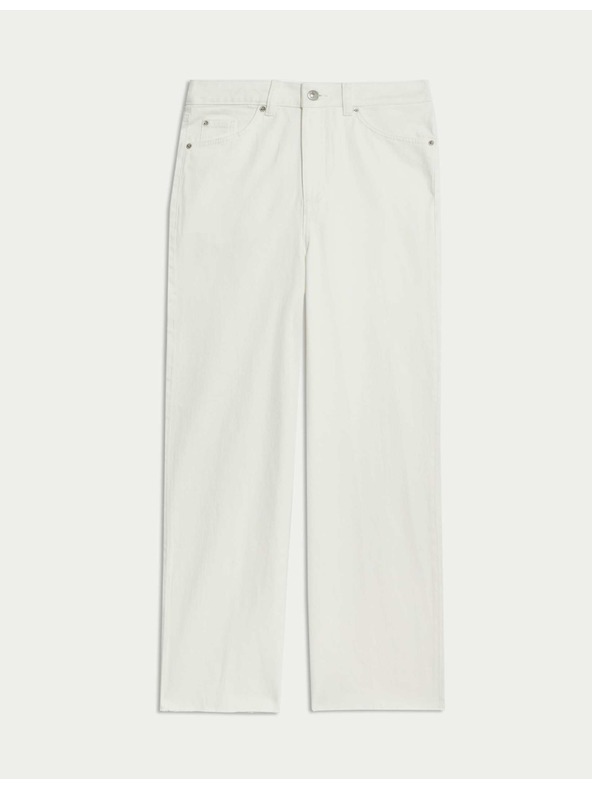 Marks & Spencer Дънки с широки крачоли и скъсена дължина Marks & Spencer бял