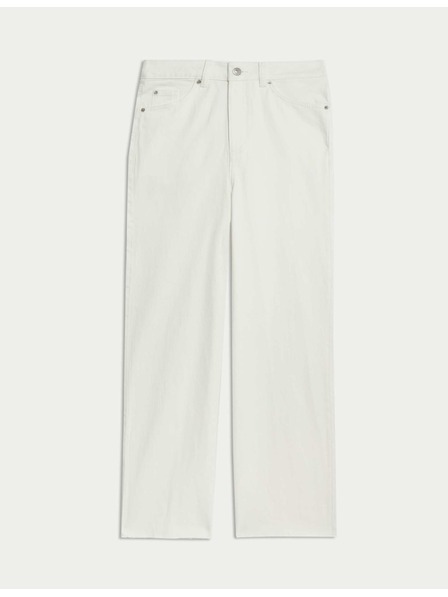 Marks & Spencer Дънки с широки крачоли и скъсена дължина Marks & Spencer бял