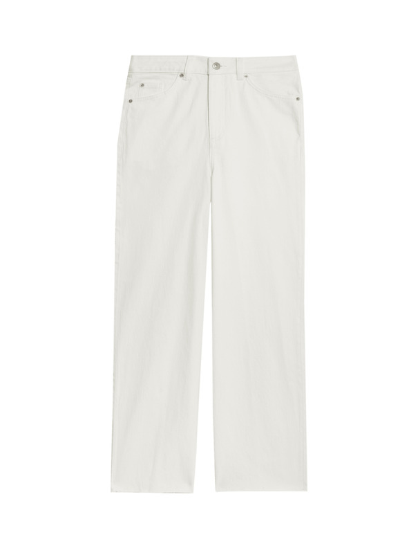 Marks & Spencer Дънки с широки крачоли и скъсена дължина Marks & Spencer бял
