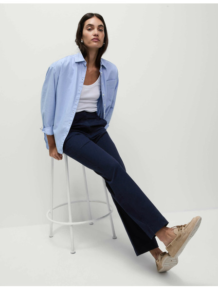 Marks & Spencer Прави chino панталони с висок процент памук Marks & Spencer тъмносини