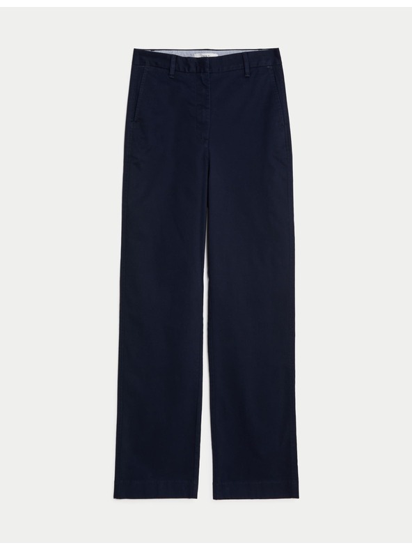 Marks & Spencer Прави chino панталони с висок процент памук Marks & Spencer тъмносини