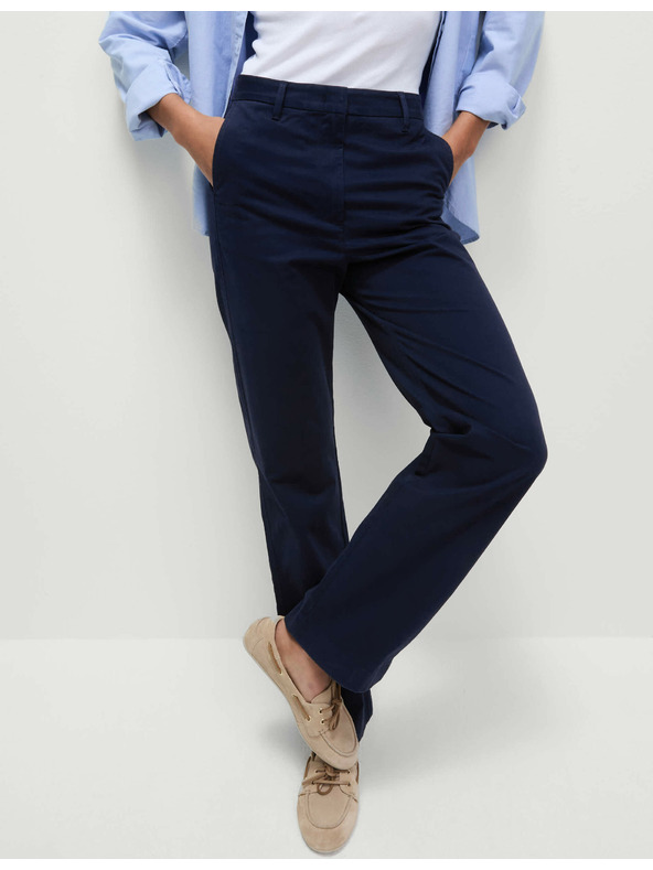 Marks & Spencer Прави chino панталони с висок процент памук Marks & Spencer тъмносини