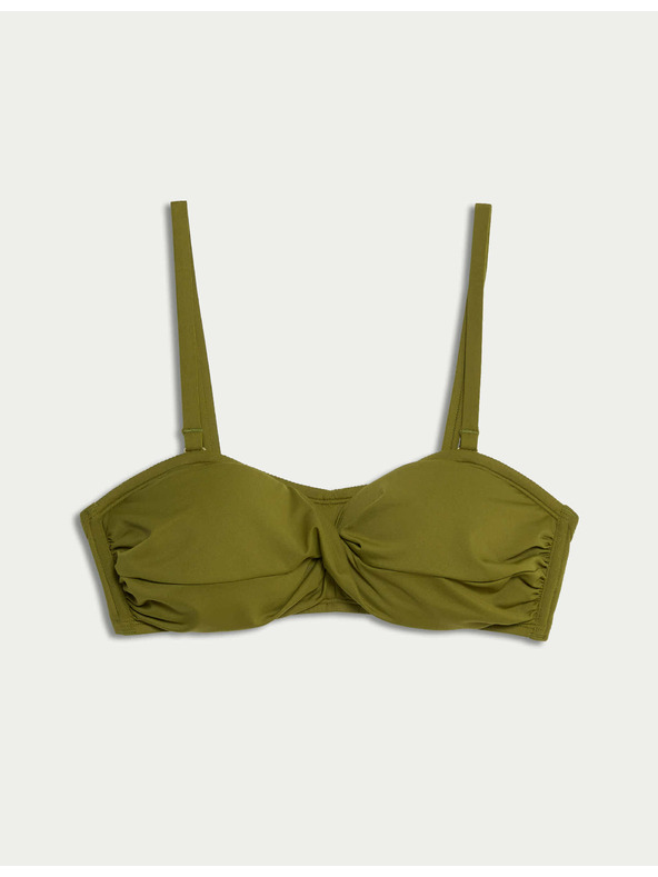 Marks & Spencer Топ бански с bandeau сутиен с подплънки и препълнен преден панел Marks & Spencer зелен