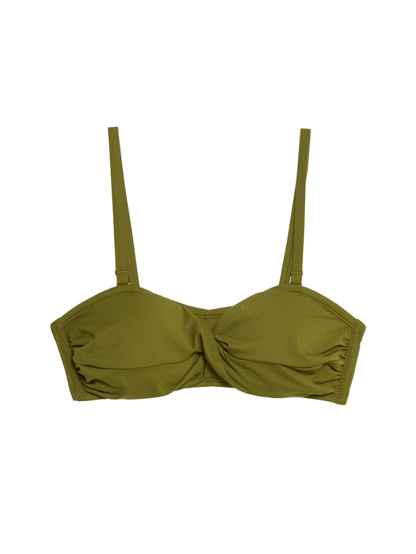 Marks & Spencer Топ бански с bandeau сутиен с подплънки и препълнен преден панел Marks & Spencer зелен
