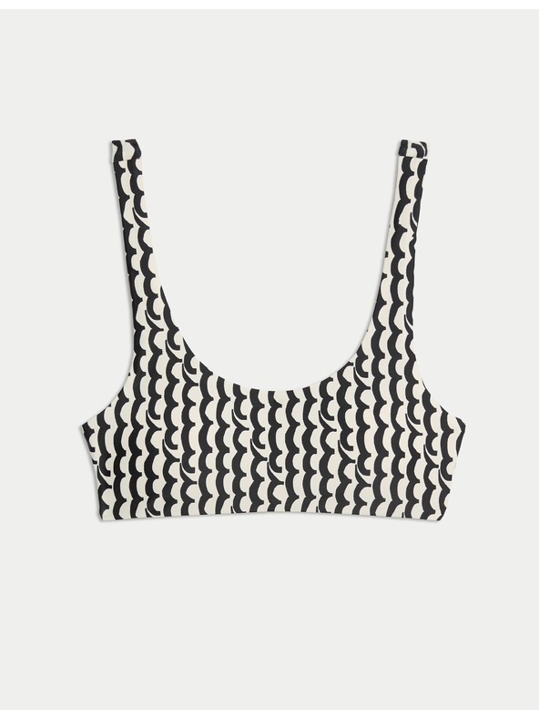 Marks & Spencer Горен дял на бански с подплънки, щампа и овално деколте Marks & Spencer кремаво