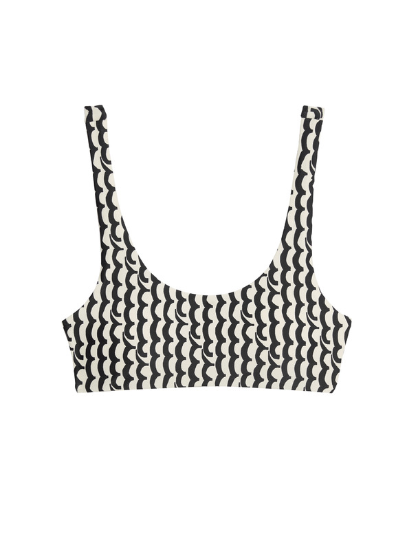 Marks & Spencer Горен дял на бански с подплънки, щампа и овално деколте Marks & Spencer кремаво