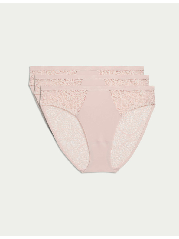 Marks & Spencer Високо изрязани бикини Body Soft™, комплект 3 бр. Marks & Spencer розово
