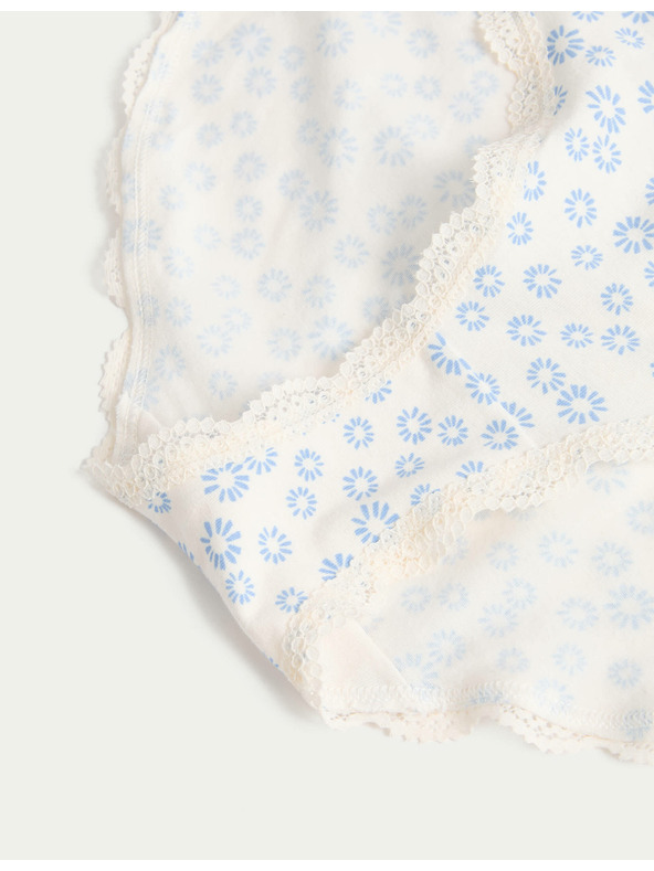 Marks & Spencer Бикини бикини с принт и висок дял памук, 3 бр. Marks & Spencer сметаново