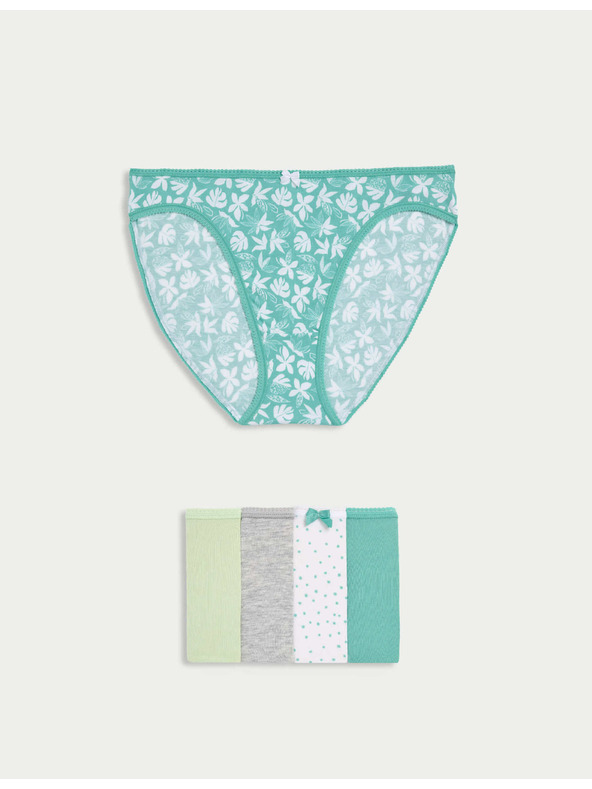 Marks & Spencer Високо изрязани бикини от памук и Lycra™, 5 бр. Marks & Spencer в зелено