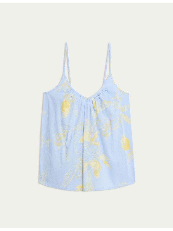 Marks & Spencer Риза топ от чист памук с принт Marks & Spencer синя