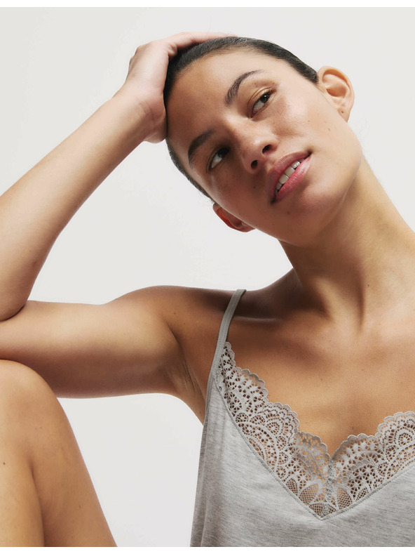 Marks & Spencer Ками пижамен топ с дантелен детайл Marks & Spencer сива