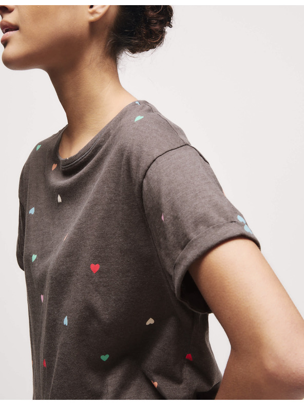 Marks & Spencer Пижамен комплект с принт и висок дял памук Marks & Spencer сива