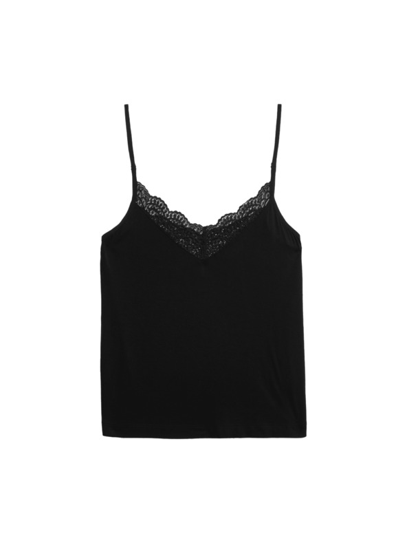 Marks & Spencer Ками пижамен топ с дантелен детайл Marks & Spencer черна