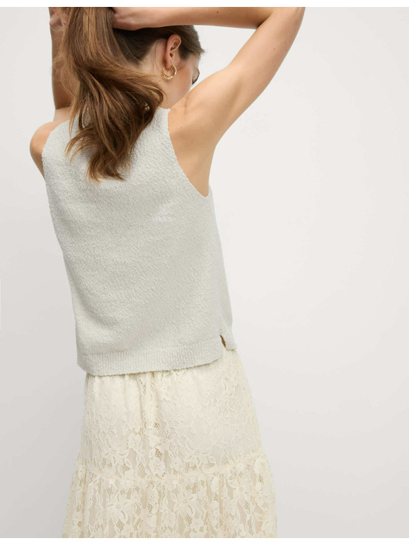 Marks & Spencer Плетен топ с текстура и висок дял памук Marks & Spencer бежов