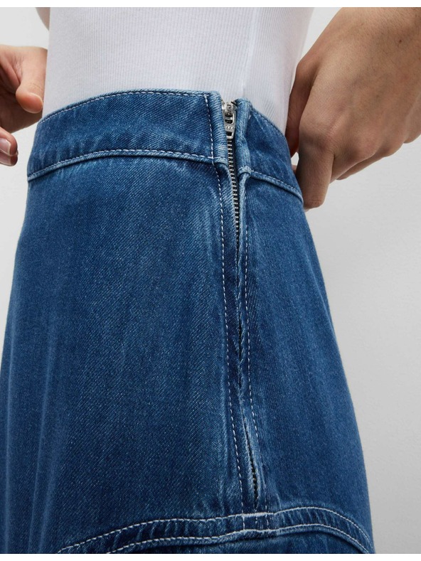 Marks & Spencer Дънкова макси асиметрична пола с акцентиран талия Marks & Spencer тъмносиня