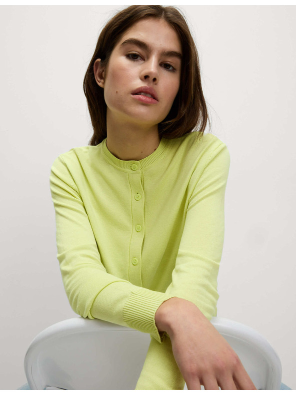 Marks & Spencer Жилетка с кръгло деколте и копчета отпред Marks & Spencer зелена