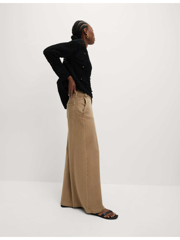 Marks & Spencer Скъсен пуловер от памучна смес с отворено плетиво, свободен силует Marks & Spencer черен