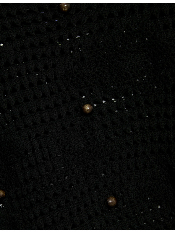 Marks & Spencer Скъсен пуловер от памучна смес с отворено плетиво, свободен силует Marks & Spencer черен