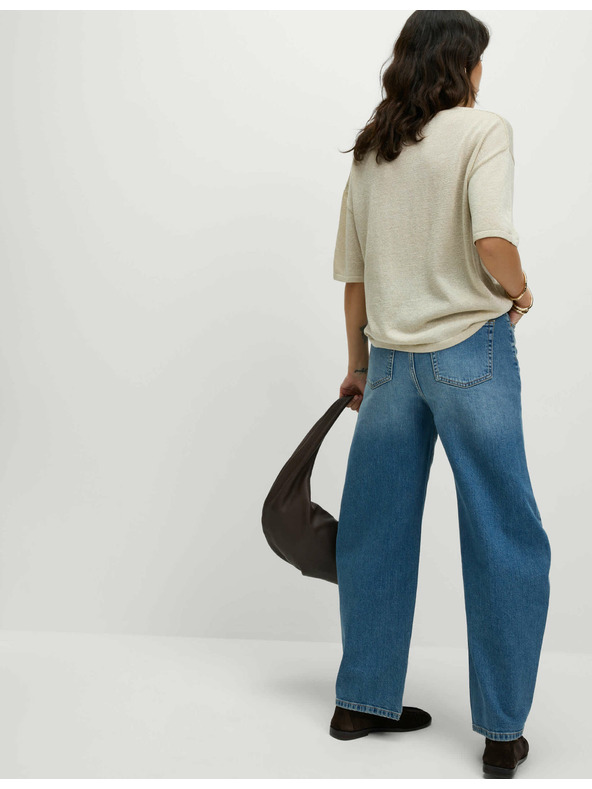 Marks & Spencer Металически плетен топ с деколте до врата Marks & Spencer сметанов