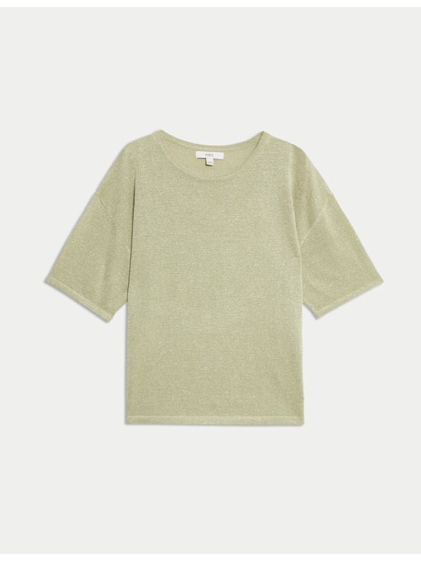Marks & Spencer Металически плетен топ с деколте до врата Marks & Spencer зелен