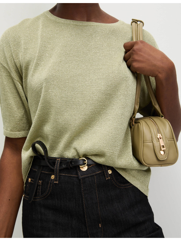 Marks & Spencer Металически плетен топ с деколте до врата Marks & Spencer зелен