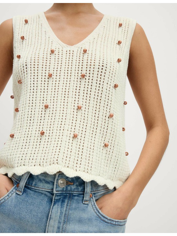 Marks & Spencer Скъсена текстурирана жилетка от памучна смес, тесен силует Marks & Spencer сметанов