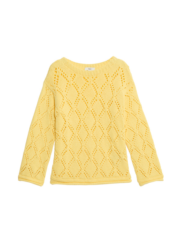 Marks & Spencer Щампован пуловер с примес от памук Marks & Spencer жълт