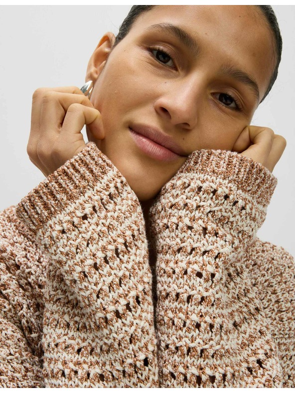 Marks & Spencer Текстуриран пуловер с деколте до врата с памук Marks & Spencer сметанов