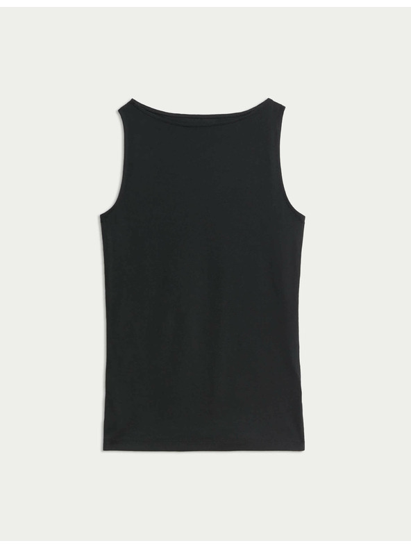 Marks & Spencer Топ с деколте тип лодка с висок дял памук Marks & Spencer черен