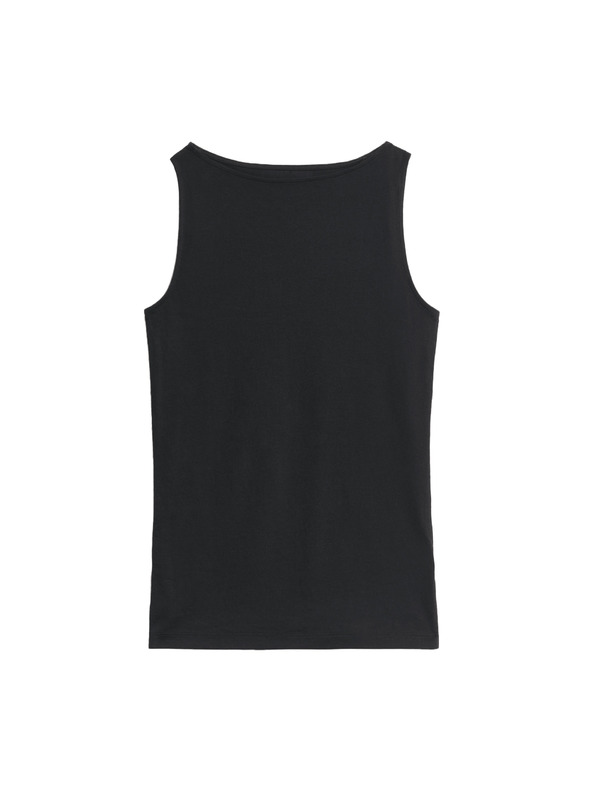 Marks & Spencer Топ с деколте тип лодка с висок дял памук Marks & Spencer черен