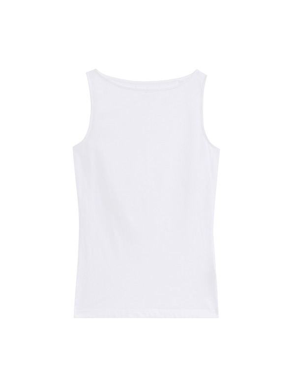 Marks & Spencer Топ с деколте тип лодка с висок дял памук Marks & Spencer бял