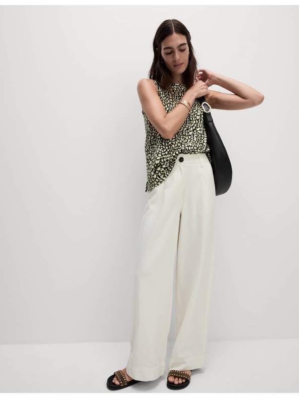 Marks & Spencer Свободен топ с висок процент памук и щампа Marks & Spencer черен