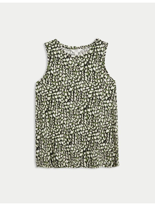 Marks & Spencer Свободен топ с висок процент памук и щампа Marks & Spencer черен