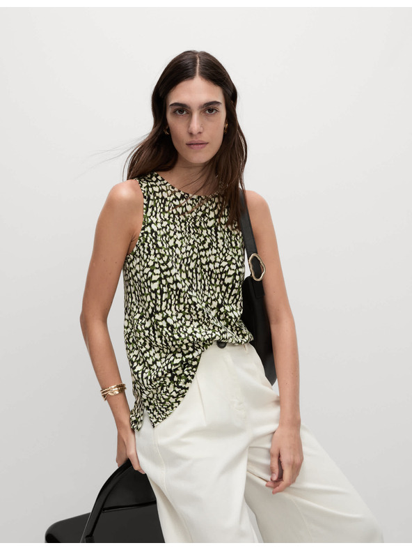 Marks & Spencer Свободен топ с висок процент памук и щампа Marks & Spencer черен