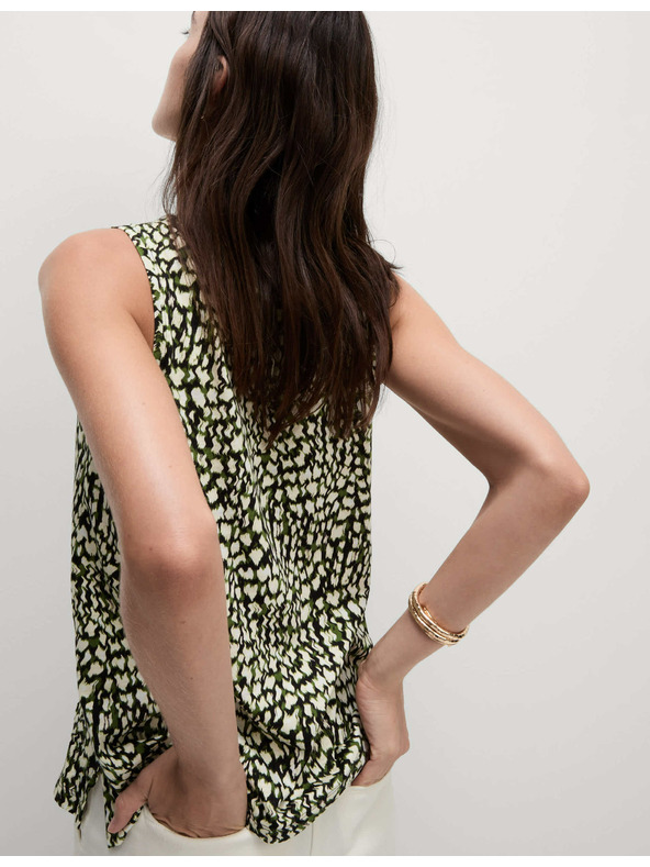 Marks & Spencer Свободен топ с висок процент памук и щампа Marks & Spencer черен