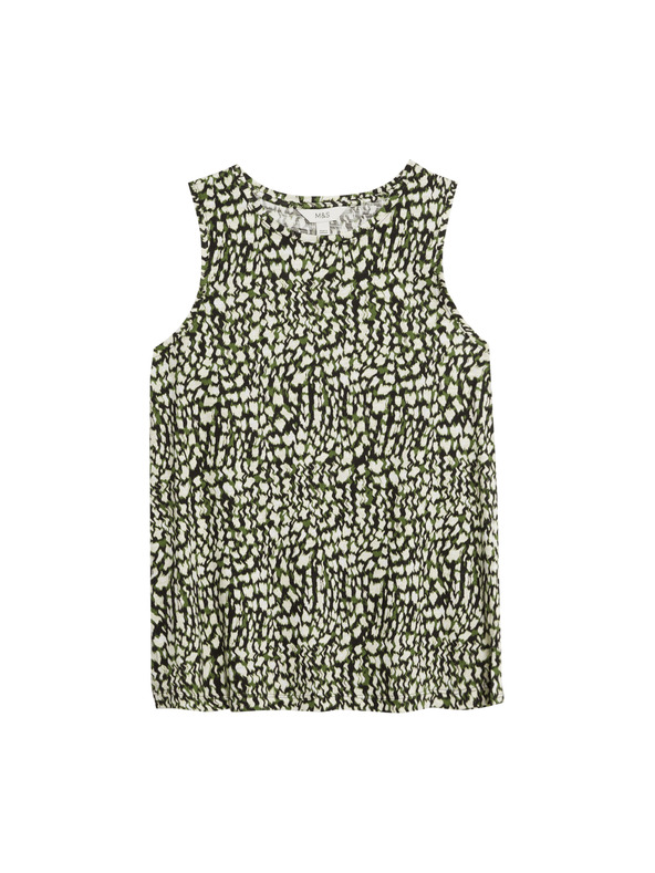 Marks & Spencer Свободен топ с висок процент памук и щампа Marks & Spencer черен